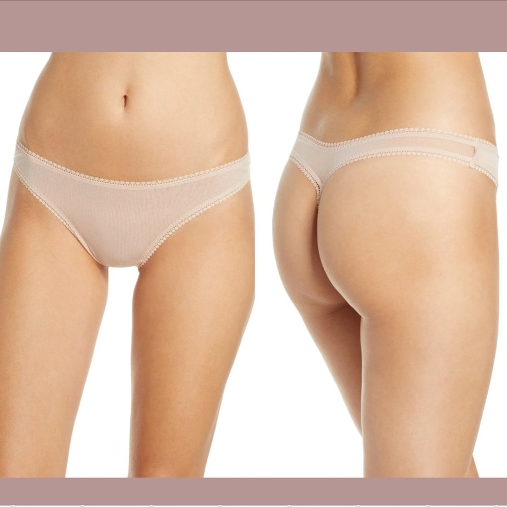 NWT $20 On‎ Gossamer [ S/M Small/Medium ] Hip-G' Mesh Thong in Champagne #5227